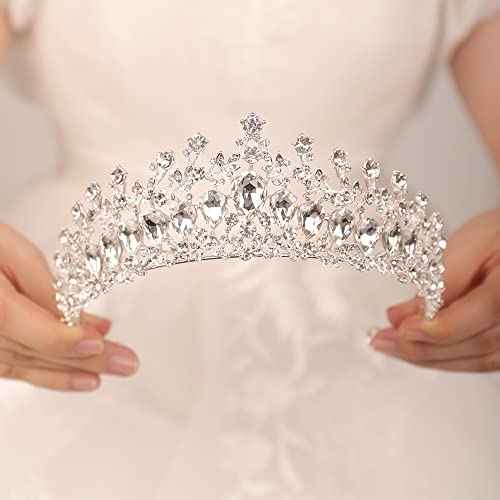 JWICOS Crystal Tiara and Crown for Women Elegant Queen Tiara for Girls Wedding Tiara Headband for Brides Prom Party Pageant