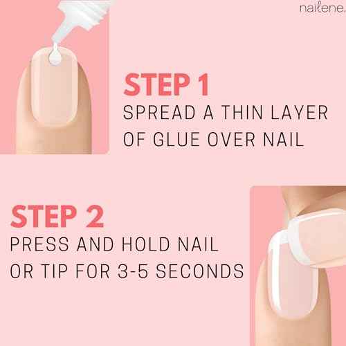 Nailene Perfect Bond Nail Glue, Super Strong, Durable, Easy to Apply Acrylic Nails, Press On Nails, Repairs Natural Nails, Quick Drying Nail Adhesive, Lasts 7 Days, Pink Tint, 2 g/0.07 oz, 2 Pack
