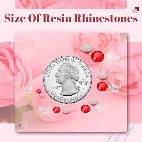8000PCS 3mm Resin Rhinestones Bulk for Crafting (Red), Flatback Bedazzling Crystals for Crafts DIY Nail Decoration, Gems Charms for Tumbler Shoes Clothing Fabric with Pickup Pen and Tweezers