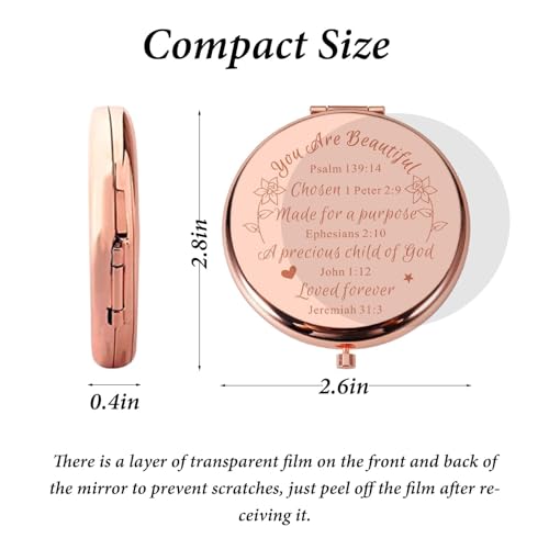 Christian Gifts for Teen Girls Women Baptism Gifts for Teen Girls College Religious Bible Verse Inspirational Christmas Confirmation Gifts for Daughter Friend Girlfriend Compact Mirror Makeup Mirror