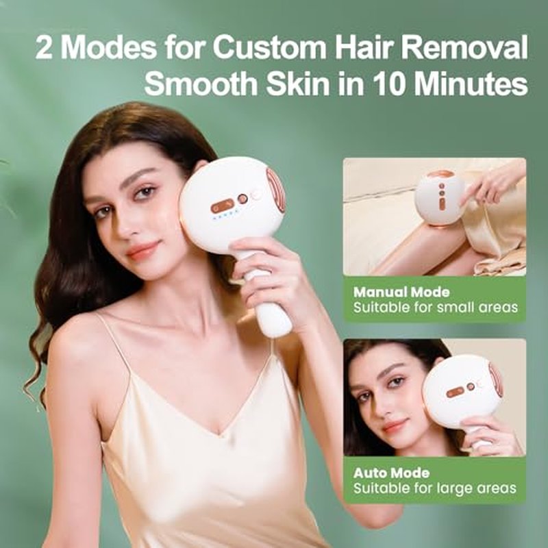 Sapphire Ice Cooling Hair Remove Device, Ice-cooling Device Hair Removal for Nearly Painless, Auto Flashing for Fast Full Body Hair Removal, White