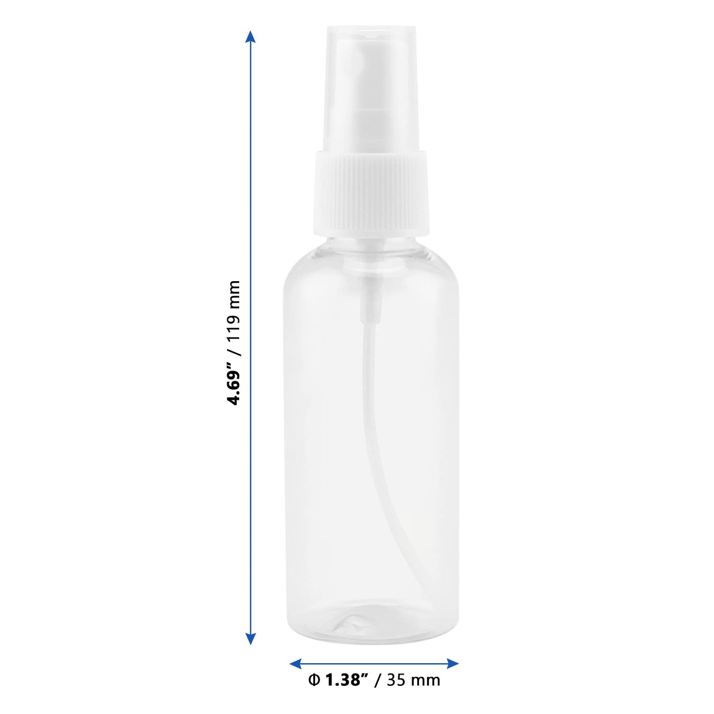 MANCHAP 60 Pack 2oz Plastic Travel Spray Bottles with Caps, Clear Mini Fine Mist Spray Bottles with 4 Funnels, Travel Size Refillable Containers for Essence, Hair Spray, Toner