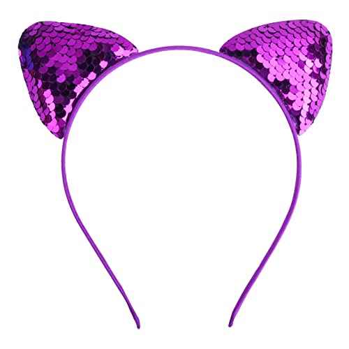 18 Pieces Cat Ear Headbands, Sequin Headwear Hair Band Party Decoration Cosplay for Girls Women