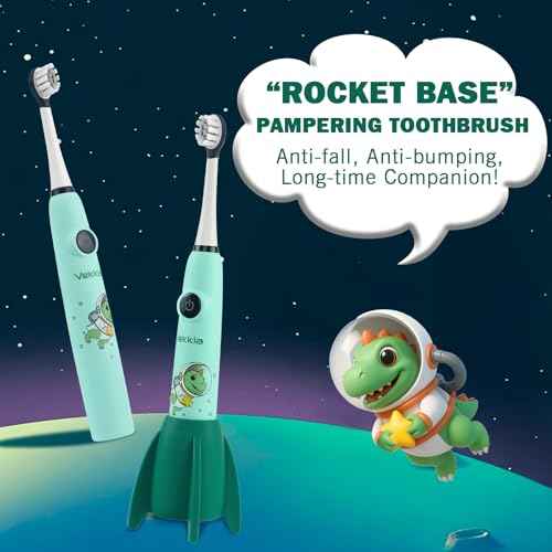 Vekkia Sonic Rechargeable Kids Electric Toothbrush for Ages 5-12+, Electric Toothbrush Kids with Timer 2 Minutes, 3 Modes with Memory, 35,000 VPM, IPX8 Waterproof, Long Battery Life, 4 Brush Heads