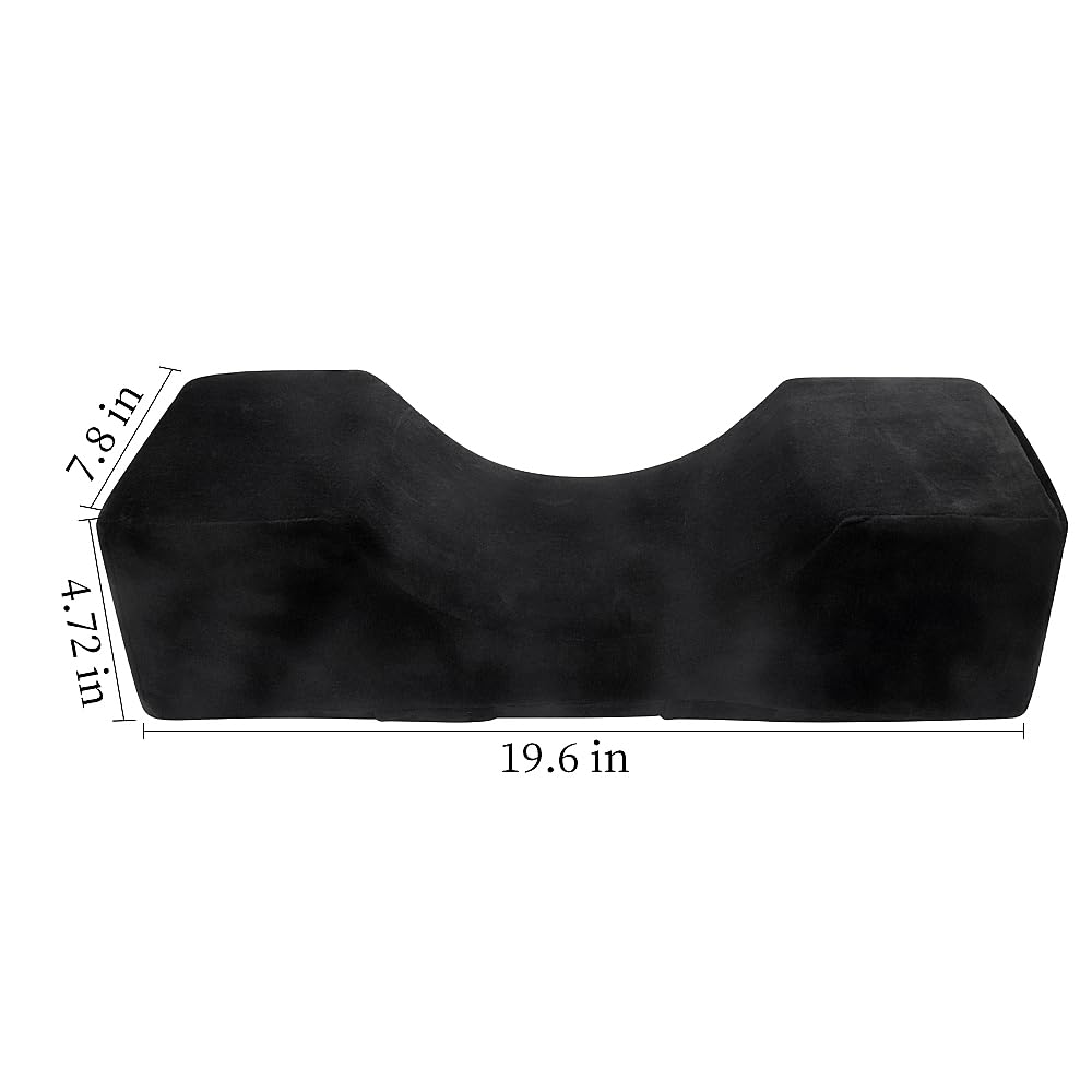 Beauty Salon Eyelash Extension Velvet Lash Pillow Beauty Salon Memory Foam Neck Pillow for Lash Extension Grafting Make Up Side Pockets for Tools(Black,2Pack)