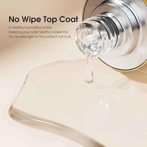 VENALISA No Wipe Gel Top Coat- High Gloss Shiny Long Lasting Top Coat Clear Gel Nail Polish, Soak Off Nail Art Home and Professional Manicure
