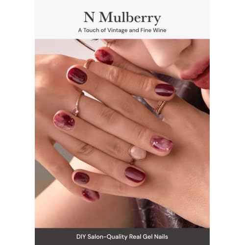 ohora Semi Cured Gel Nail Strips (N Mulberry) - Red, Ombre, Works with Any UV/LED Lamps, Salon-Quality, Long Lasting, Easy to Apply & Remove - Includes 2 Prep Pads, Nail File & Wooden Stick