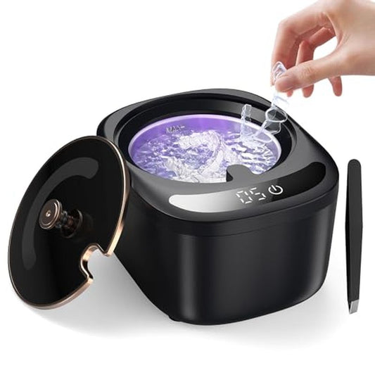 Ultrasonic Retainer Cleaner Machine, Dental Cleaning Pod, 45kHz Retainer Cleaning with 230ML Capacity for Dentures, Aligner, Mouth Guards, Braces, Jewelry, Nightguard & All Dental Appliances