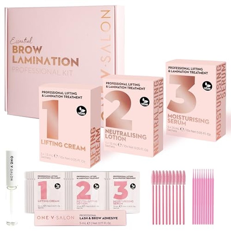One V Salon Essential Brow lamination professional kit - Instant Lift for Brows ? Vegan, Long-Lasting ? complete kit with sachets, tools(Multicolor-2)