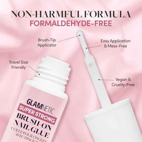 Glamnetic Super Strong Brush On Nail Glue | Brush Tip Applicator, Mess Free, Travel Friendly, Vegan | Durable & Long-Lasting | .24 fl. oz.
