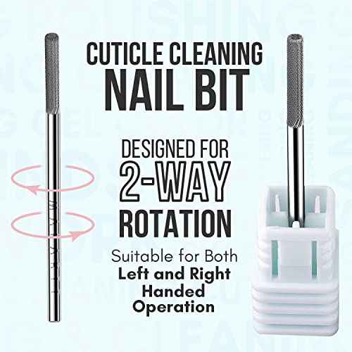 Makartt Cuticle Nail Drill Bit - Safety Tungsten Carbide Cuticle Remover Drill Bit Needle Bit Under Nail Cleaner Dead Skin Nail Prepare 3/32'' for Electric Nail File Nail Buffer Bit-3XF (Silver,Fine)
