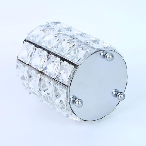 LUGUNU Makeup Brush Holder with Silver Crystal Bling ? Elegant Vanity Organizer for Brushes, Pens & Pencils, Ideal for Bathroom or Office Countertop(2Pack)