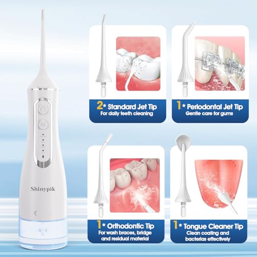 Electric Water Flosser Pick - 320ML Larger Tank 4 Modes Cordless Portable Oral Irrigator,IPX7 Waterproof Dental Flosser,Professional Water Teeth Cleaner Picks for Home Travel (White)