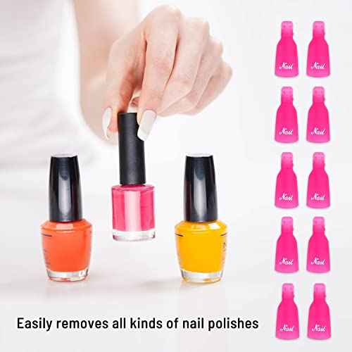 (10 Pcs Pink) Plastic Acrylic Nail Art Soak Off Cap Clip UV Gel Polish Remover Wrap Tool Gel Nail Polish Remover Clips for Fingernail Removal Soak Off Clips Wrap Cleaner Cap Clip
