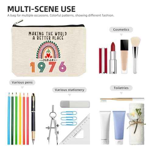 Happy 49th Birthday Gifts for Her Women Makeup Bag, Best 1976 Anniversary 49th Birthday Decorations, 49 Year old and Fabulous Gifts Ideas for Wife, Mom, Mothers Day, Christmas Cosmetic Travel Pouch