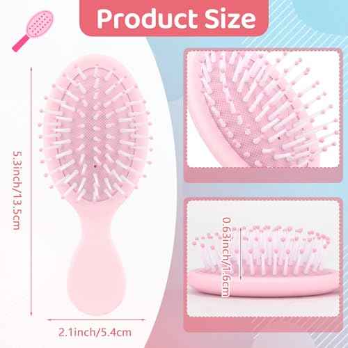 12PCS Mini Hair Brushes Bulk Pack for Girls, Women, Small Travel Hairbrushes for Wet & Dry Hair, Party Favors, Stocking Stuffers, Birthday Gifts, Cute Compact Detangler Set