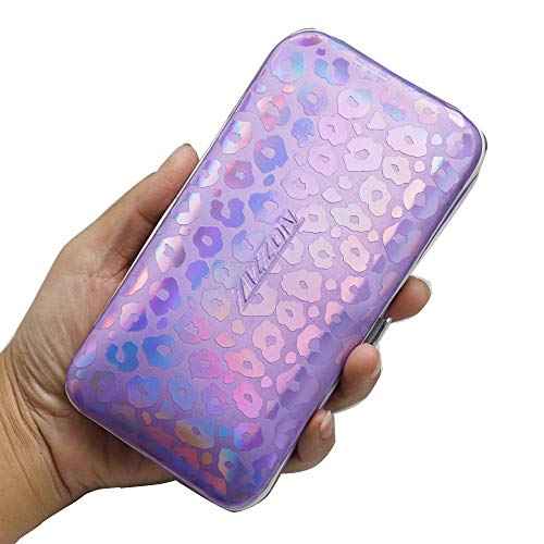 ZIZZON Nail Clippers Kit Manicure Pedicure set with Holographic Case(Purple)