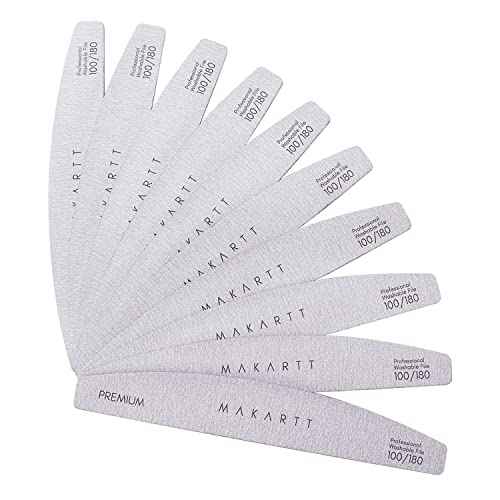 Makartt Nail File: 100/180 Grit Emery Boards for Nails, 10 Pcs Zebra Doubled Sides Coarse Fingernail Filer for Acrylic and Extension Gel Removal Manicure Kit Salon Home Use