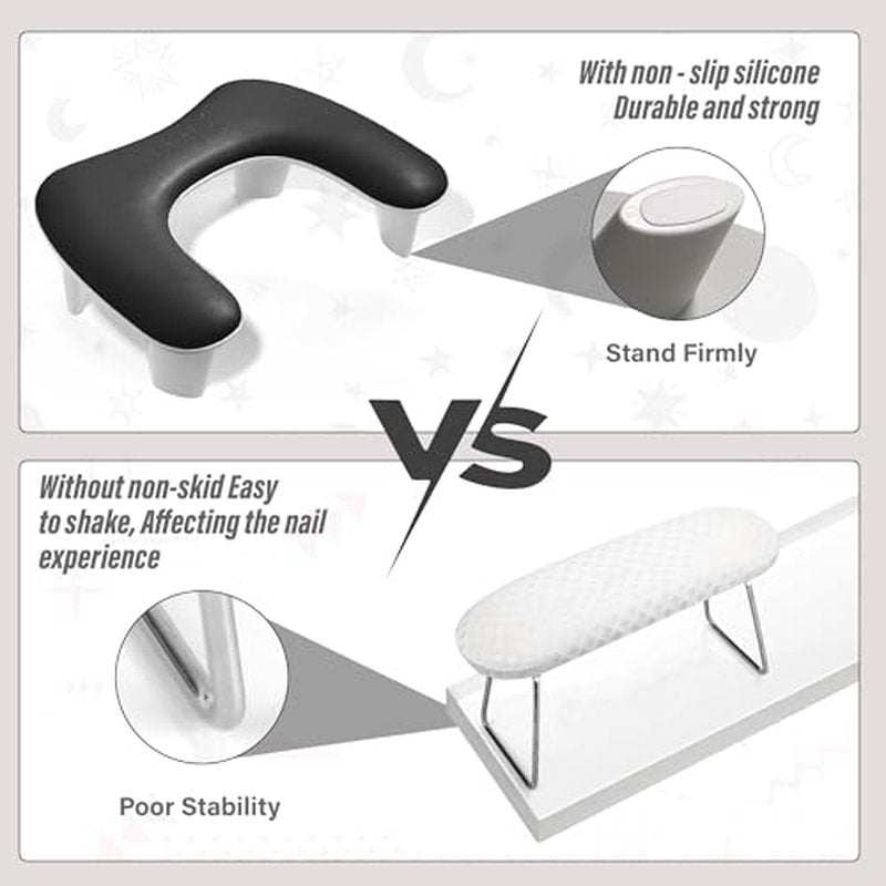 Nail Arm Rest ? U-Shaped Ergonomic PU Leather Hand Rest Comfort Cushion for Acrylic Nails Tech ? Ideal for Home & Professional Use ? Easy Clean, Waterproof & Portable
