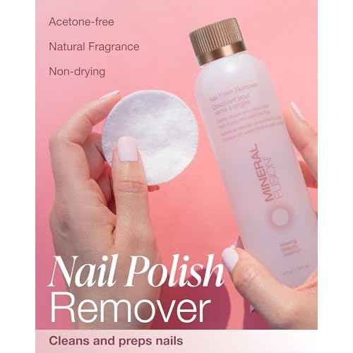 Mineral Fusion Nail Polish Remover - Acetone-Free Nail Care with Natural Solvents - Non Drying Liquid Formula - 6 fl oz