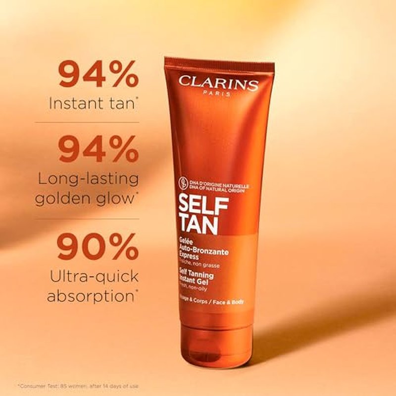 Clarins Self Tanning Tinted Gel | Self Tanner For Face and Body | Natural, Long-Lasting, Streak-Free, Buildable, Instant Tan* | Non-Staining and Fast Absorbing | Contains Glycerin