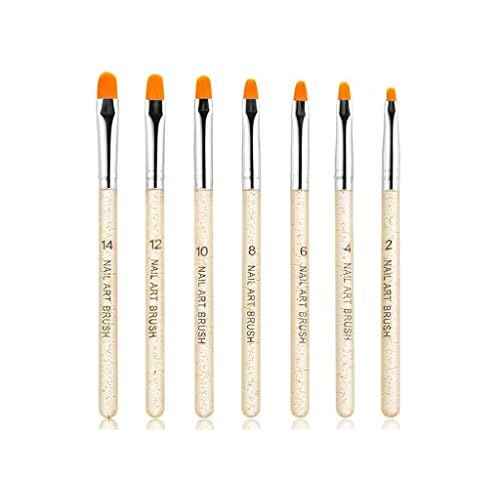 7Pcs Uv Gel Nail Brush, Poly Extension Gel Brush, Nail Art Tips Builder Painting Pen Set(No.2/4/6/8/10/12/14)