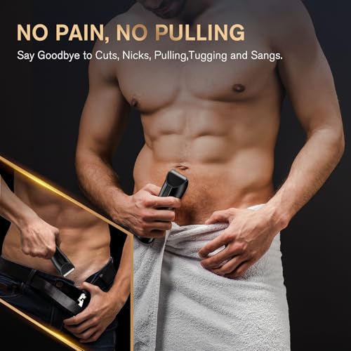 Spacekey Electric Body Hair Trimmer - IPX7 Waterproof Ball Trimmer for Men with LED Light, Wet/Dry Groomer, USB-C Rechargeable, Travel Bag Included - Men's Pubic, Groin and Body Shave