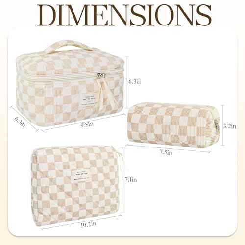 3Pcs Travel Makeup Bag Organizer, Toiletry Bag for Women, Cosmetic Bags for Women Travel Set, Cute Makeup Bags, Quilted Cosmetic Bag, Women's Quilted Toiletry Bag Storage