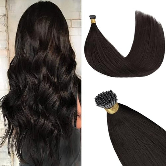 GOO GOO GOOGOO I Tip Hair Extensions Human Hair 50g 100 Strands Natural Looking Itip Extensions Dark Brown 16inch