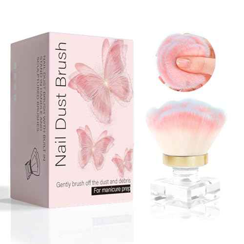 ANGNYA Nail Dust Brush, Pink Rose Soft Duster Brush Art Dust Powder Remover Makeup Manicure Brushes Clean Up Tools for Acrylic Nails