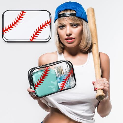 Abbylike 12 Pcs 7 x 4.7 x 2.4'' Cosmetic Bag Gifts Accessories for Makeup Bags PVC Cheer Case Clear Toiletry Zipper Pouch for Women Christmas Xmas (Baseball Theme)