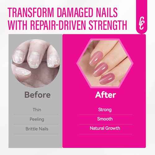 Nail Repair for Women: 8 in 1 Dusty Rose Nail Hardener Strengthener Extra Strong and Growth - Protein Nail Polish Hardener Ridge Filler Concealer for Weak and Damaged Nails 15ml