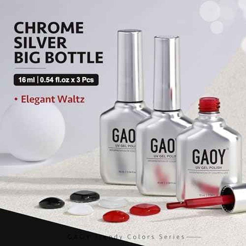 GAOY Gel Nail Polish Kit, 3 Colors 16ml White Red Black, Soak Off UV Gel Polish Set - Elegant Waltz
