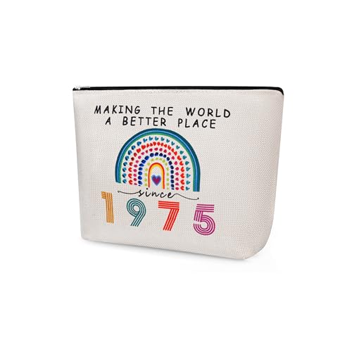 50th Birthday Gifts for Women Her 1975 Anniversary Small Cosmetic Travel Pouch Makeup Bag 50 Year Old Birthday Decorations Party Favors for Mom,Wife,Sister,Friend,Mothers Day