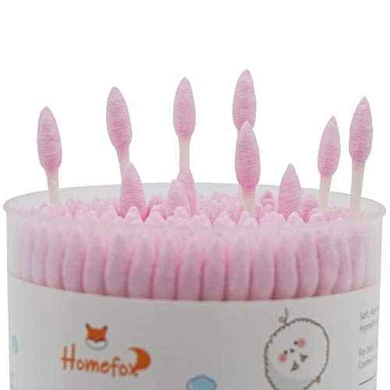 Pink Cotton Swabs Precision Pointed - 200 Count Pointy Organic Cotton Double Side Tightly Wrapped Cotton Tips Paper Stick Soft Gentle Lint-Free Cruelty-Free, Pointy & Round (Pink)