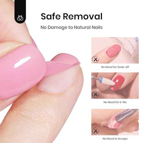 Beetles Peel Off Base Coat and Top Coat Gel Nail Polish Set, 2Pcs 15ml Peelable Base Gel and Top Coat Easy Removal, UV LED Lamp Peel off Nail Polish without Damage for Beginners Weak Thin Nails