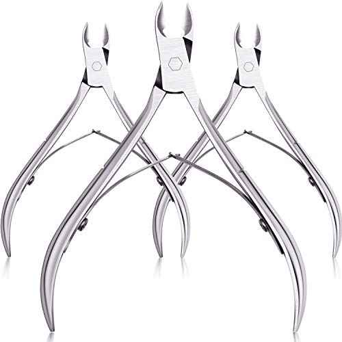 Mudder 3 Packs Cuticle Nippers Cutter Tool Stainless Steel Nail Cuticle Trimmer Remover with Pointed Blade Scissors Pedicure Manicure Tool for Fingernails Nails Care and Toenails(Silver)