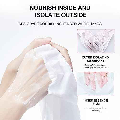 Hand Mask Gloves for Dry Hands, 5 Pairs Hand Repair Mask Gloves Disposable with Milk and Rose Extracts, Deep Exfoliating Gloves for Cracked Hands Repair and Instant Moisturization