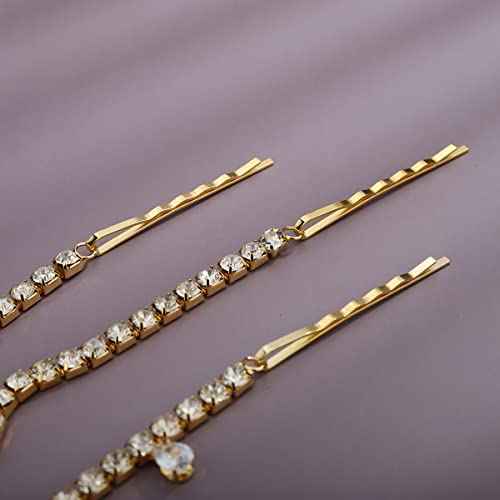 Xerling Bridal Forehead Headpiece for Wedding Zircon Crystal Dangling Tassel Head Chain Clip-on Hair Accessories for Women Boho Hair Piece (Gold)