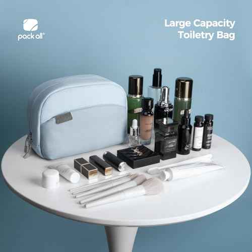 pack all Travel Toiletry Bag, Multi-Compartment Cosmetic Bag, Water-Resistant Makeup Bag for Toiletries, Accessories (Glacier Blue)