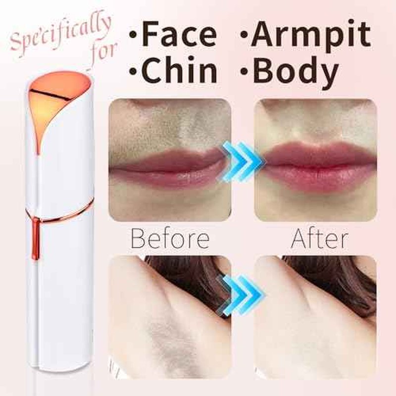 Facial Hair Remover for Women & Men, Rechargeable Face Razor with LED Light, 2 Replacement Heads Included, Travel Electric Shaver for Lip, Chin, Arms, Upper Lip & Peach Fuzz (White)