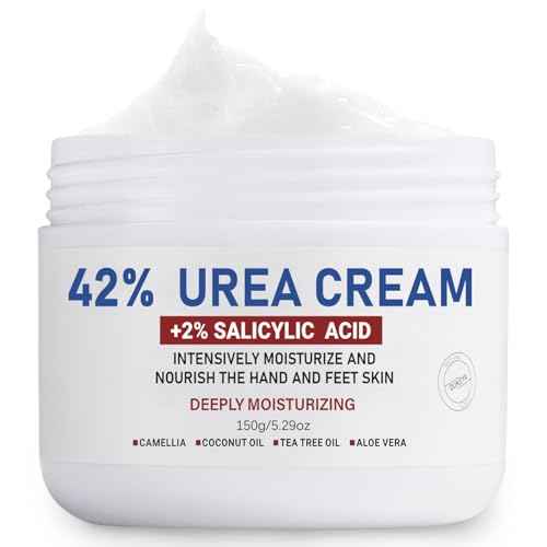 OUKEYA Urea Cream 42% plus Salicylic Acid 2% Net 5.29 Oz for Dry Cracked Feet,Heels,Knees,Elbows,Hands Repair Treatment Moisturizes and Removes Corns,Calluses,Dead Skin,and Softens Toenails