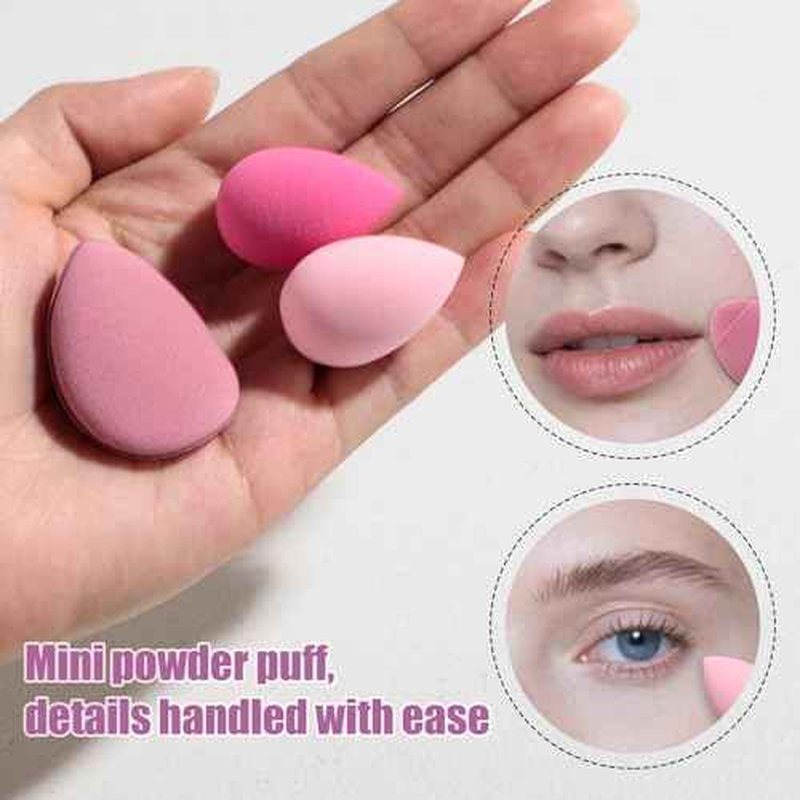 BS-MALL 10 Pcs Premium Makeup Sponges For Foundation - Beauty Blender Sponge Set With Finger & Triangle Puffs For Multi-purpose Use, Travel Essential & Daily Makeup (Diamond)