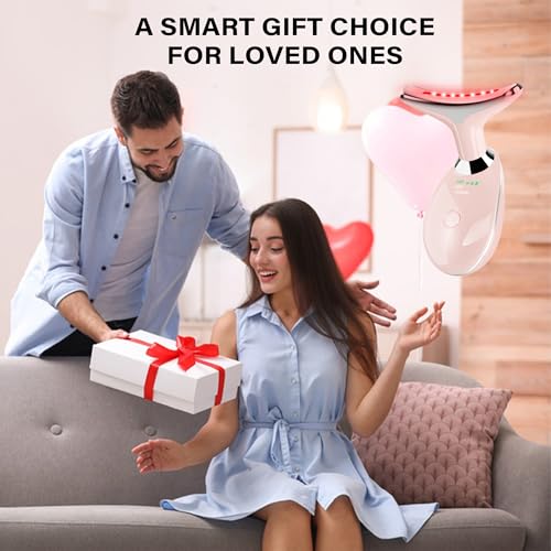 Facial Massager, Red-Light Portable Face Neck Massager Wand for Skin Care (Pink)