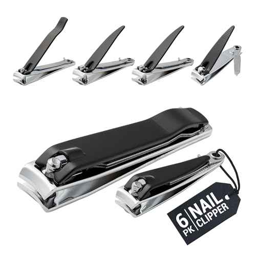 Nail Clippers Set 6 -Pack - Includes Toenail Clippers, Fingernail Clippers, and Finger Nail Clippers for Adults ? Mens Stocking Stuffers for Men and Women, Toe Nail and Fingernail Clipper Kit