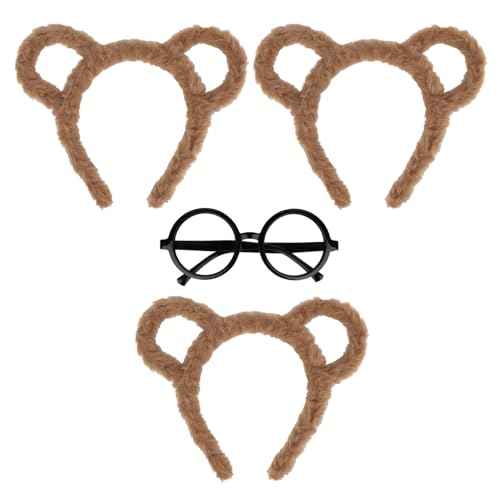 Bear Ears Headband for Women Cute Bear Hairband Chipmunk Ears Headbands Animal Cosplay Halloween Costume Headwear