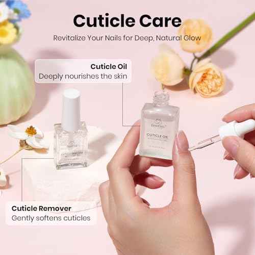 Beetles Nail Prep Kit Nail Dehydrator and Primer Cuticle Oil Cuticle Remover 4PCS 7.5ML Nails Care Tool Kit with Cuticles Pusher Nails Files Clippers Dust Brush 6PCS Manicure Tools for Gel Polish