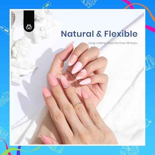 Beetles Gel Nail Extension Kit Almond Shape, Easy 9 in 1 Glue Uv Led Set Etch X Nail Tips Short Almond Half Matte Tips, Gift for Women & Girls, 504 pcs