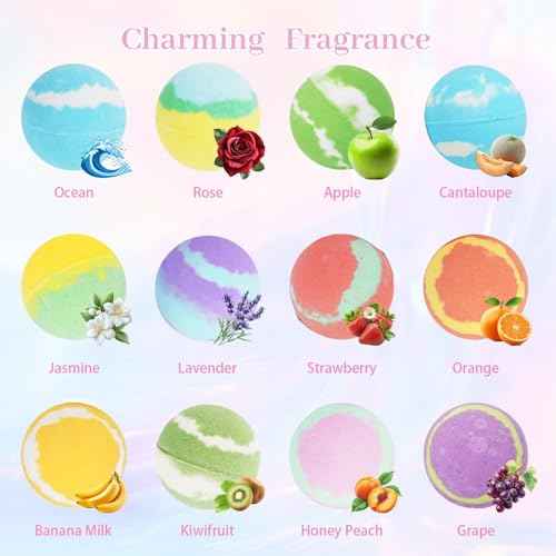 Bath Bombs for Women, 12 Pcs XL Organic Natural bathbombs with Shea Butter & Safe Oil for Dry Skin Moisturizing, Relaxing Aromatherapy, Bubble SPA, Mothers Day Gifts for Her Wife Girlfriend Mom