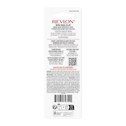 Revlon Compact Nail Clipper, Small Mini Design, Perfect for Travel, Use to Trim Fingernails and Toenails, Stainless Steel, 1 Count
